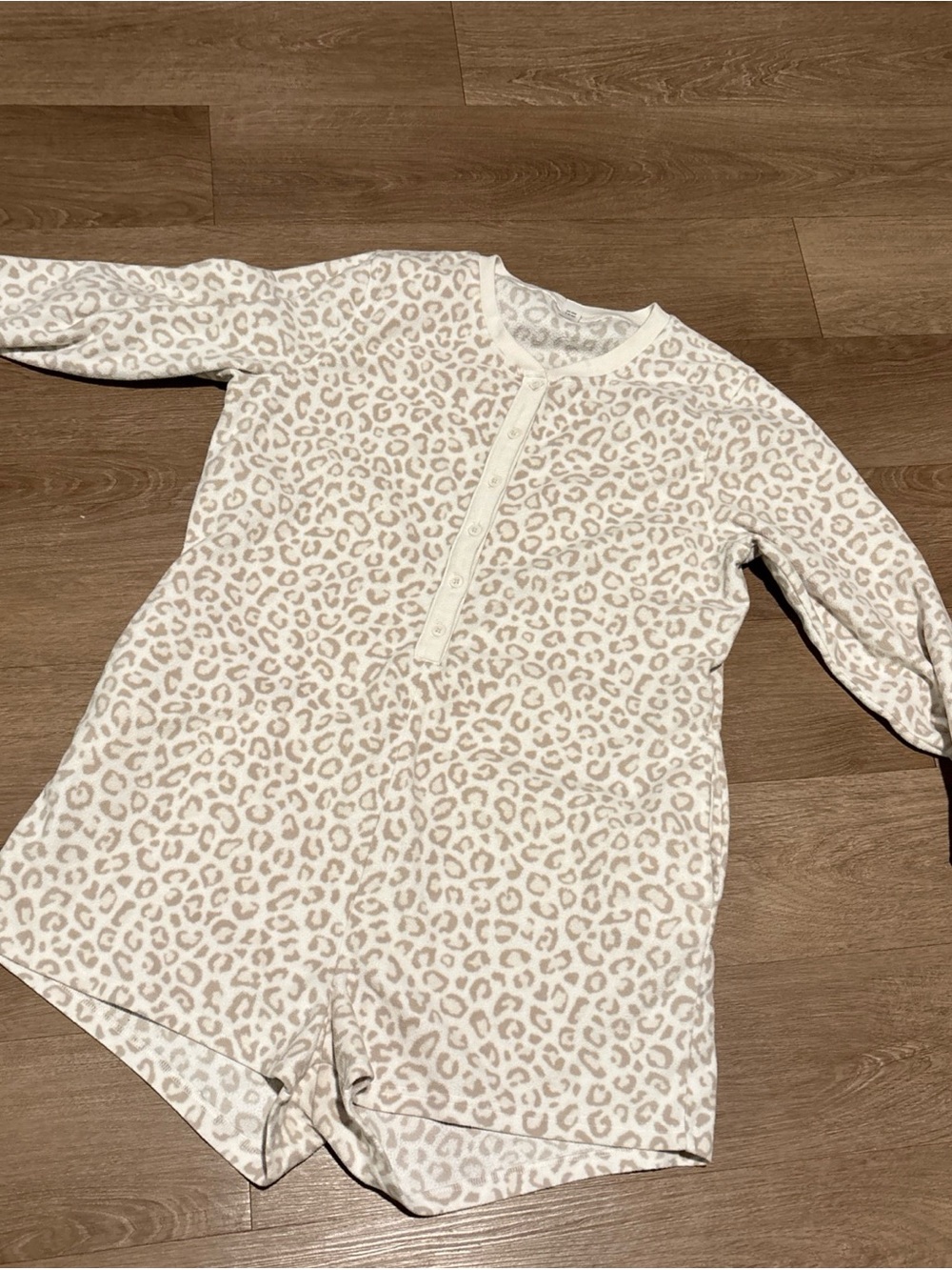 Old Navy Cream Romper with Light Taupe Leopard Print